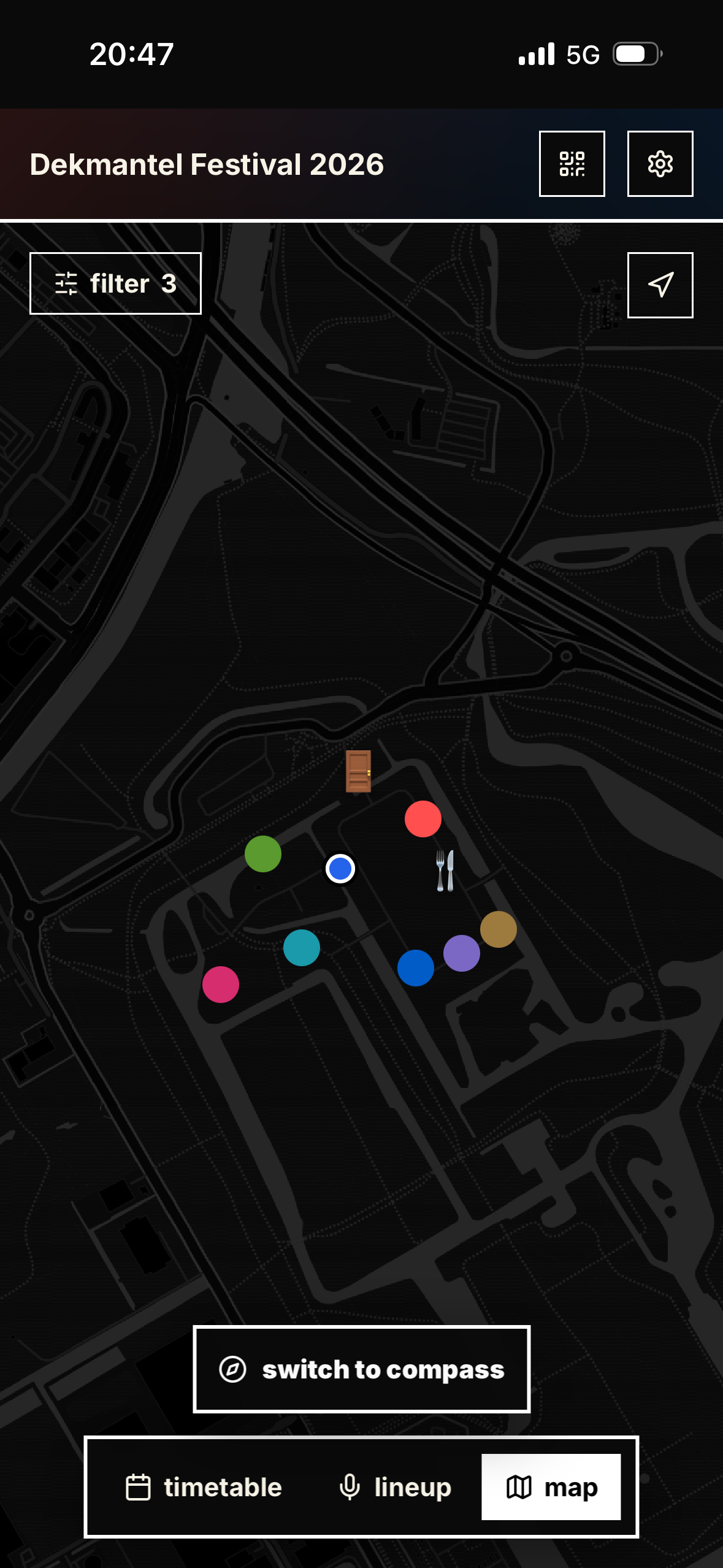 Dekmantel Festival map with the festival area and facilities.